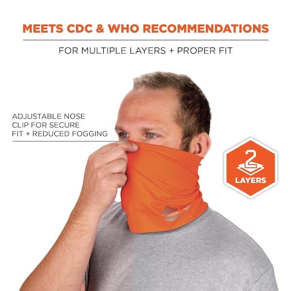 Neck Gaiter 6489, 2 Layer Cooling, Hi-Vis Orange, 2XL/3XL